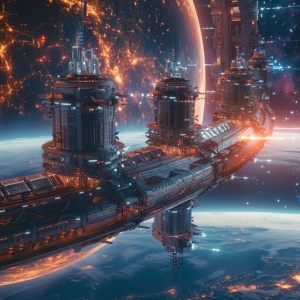 Midjourney绘画作品：宇宙空间站